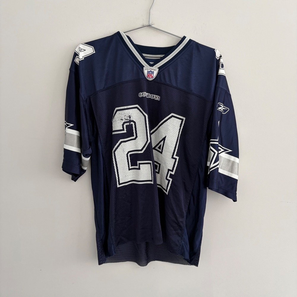 Reebok NFL Dallas Cowboys Marion Barber 24 Jersey Navy Blue Mens Medium